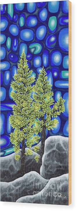 Larch Wood Print featuring the painting Larch Dreams 3 by Rebecca Parker