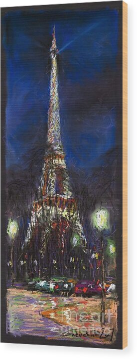 Pastel Wood Print featuring the painting Paris Tour Eiffel by Yuriy Shevchuk