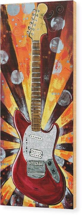 Guitar Wood Print featuring the painting Red Jag-Stang by John Gibbs
