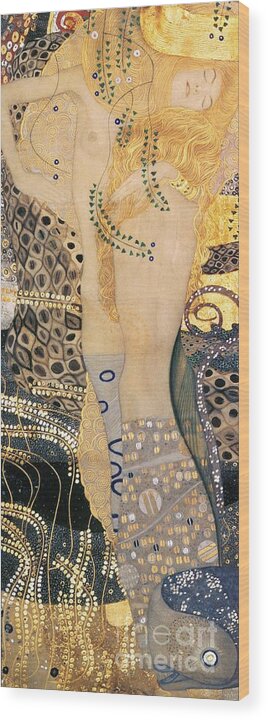 Gustav Klimt Wood Print featuring the painting Water Serpents I by Gustav klimt