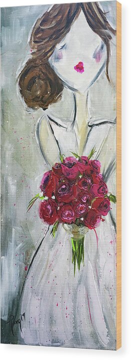 Bride Wood Print featuring the painting Blushing Bride by Roxy Rich