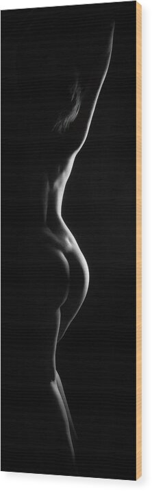 Black Wood Print featuring the photograph 6384 Beautiful Side Light Nude 1 to 3 Ratio Signed Chris Maher by Chris Maher
