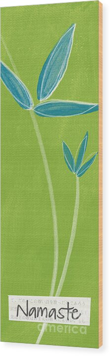 Namaste Wood Print featuring the painting Bamboo Namaste by Linda Woods