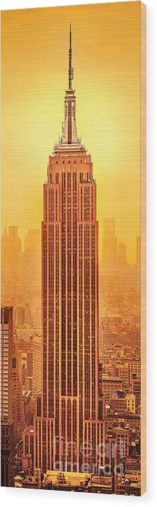 Empire State Building Wood Print featuring the photograph Golden Empire State by Az Jackson