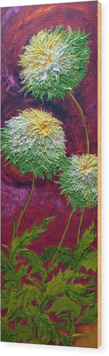 Green Wood Print featuring the painting Green Mums by Paris Wyatt Llanso