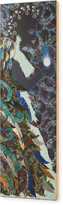 African Wood Print featuring the tapestry - textile Moon Guardian - The Keeper of the Universe by Apanaki Temitayo M