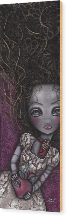 Sacred Heart Wood Print featuring the painting My Surrender by Abril Andrade