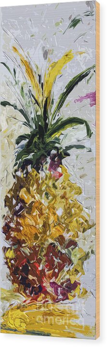 Pineapple Wood Print featuring the painting Pineapple Triptych Part 2 by Ginette Callaway