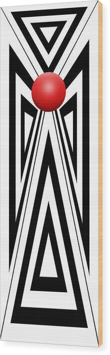 Abstract Wood Print featuring the digital art Red Ball 7a V Panoramic by Mike McGlothlen