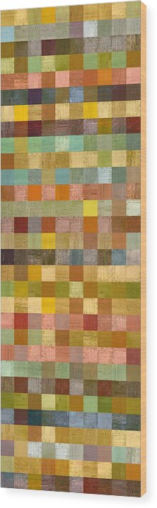 Abstract Wood Print featuring the painting Soft Palette Rustic Wood Series Collage lll by Michelle Calkins