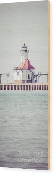 House Wood Print featuring the photograph St. Joseph Lighthouse Vertical Panorama Photo by Paul Velgos