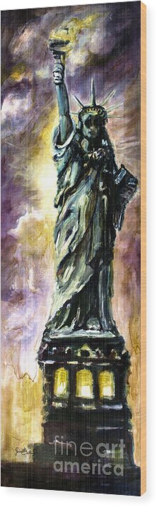  Wood Print featuring the painting Statue of Liberty Part 4 by Ginette Callaway