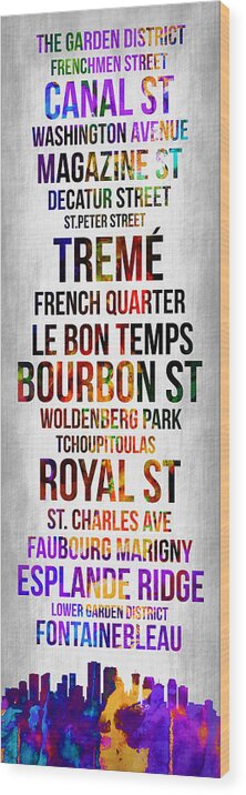 New Orleans Wood Print featuring the digital art Streets of New Orleans 1 by Naxart Studio