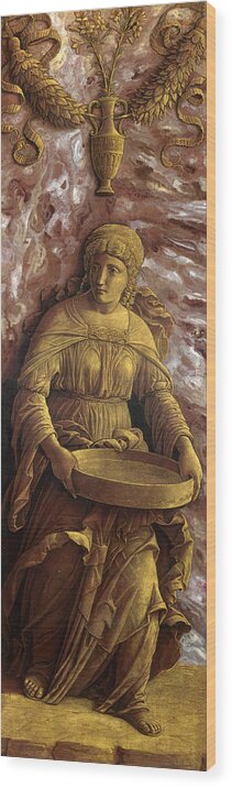 Andrea Mantegna Wood Print featuring the painting The Vestal Virgin Tuccia with a sieve by Andrea Mantegna
