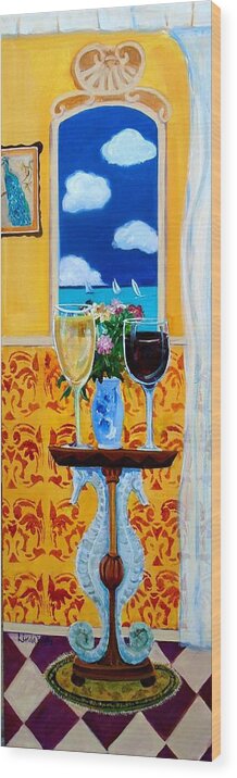 Tropical Interior Wood Print featuring the painting Afternoon Regatta by Linda Kegley