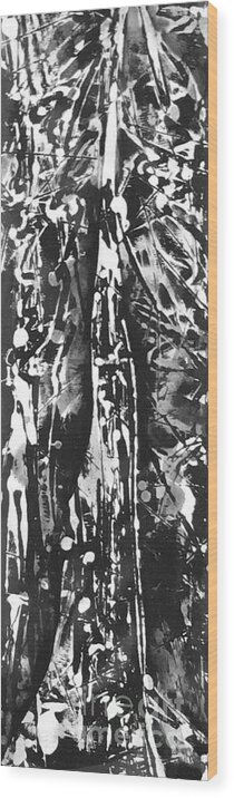 Trees Mono-prints Carol Rashawnna Williams Nature Black And White Wood Print featuring the painting Father by Carol Rashawnna Williams