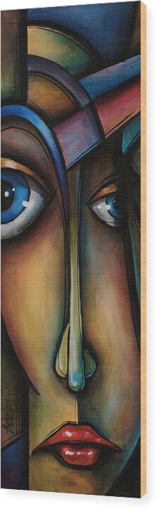 Portrait Wood Print featuring the painting Hers by Michael Lang