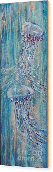 Water Wood Print featuring the painting Jelli Blues by Linda Olsen