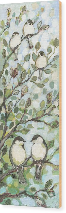 Chickadee Wood Print featuring the painting Mo's Chickadees by Jennifer Lommers