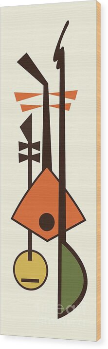 Mid Century Modern Wood Print featuring the digital art Musical Instruments 2 by Donna Mibus
