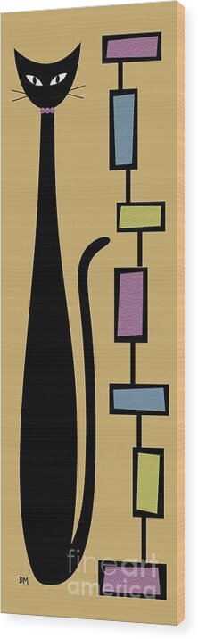 Mid Century Modern Wood Print featuring the digital art Rectangle Cat 4 by Donna Mibus