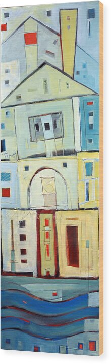 House Wood Print featuring the painting Rowhouse No. 3 by Tim Nyberg