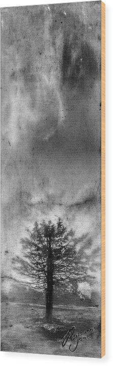 Encaustic Wood Print featuring the mixed media Tree Mist by Roseanne Jones