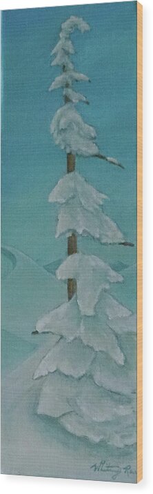 Skiing Wood Print featuring the painting Alpine Tree by Whitney Palmer