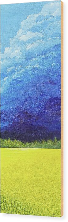 Fresh Wood Print featuring the painting Fresh Prairie Rain by Cindy Johnston