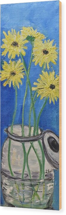  Flowers Wood Print featuring the painting Smile by Evelina Popilian