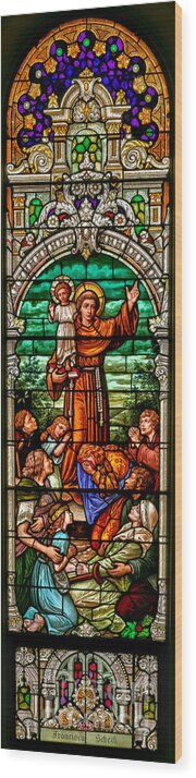 Cathedral Of The Plains Wood Print featuring the photograph Stained Glass Scene 6 Full Size by Adam Jewell