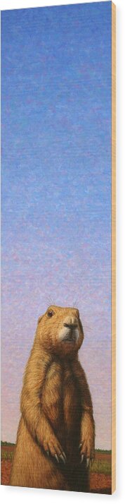 Prairie Dog Wood Print featuring the painting Tall Prairie Dog by James W Johnson