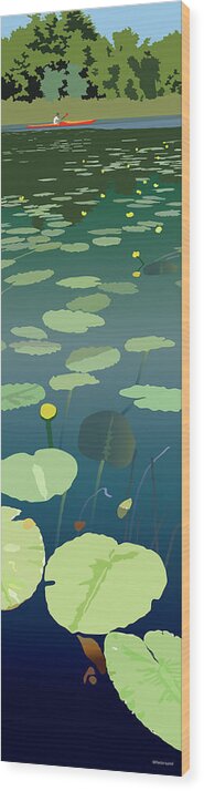 Lake Wood Print featuring the painting Lilypads by Marian Federspiel