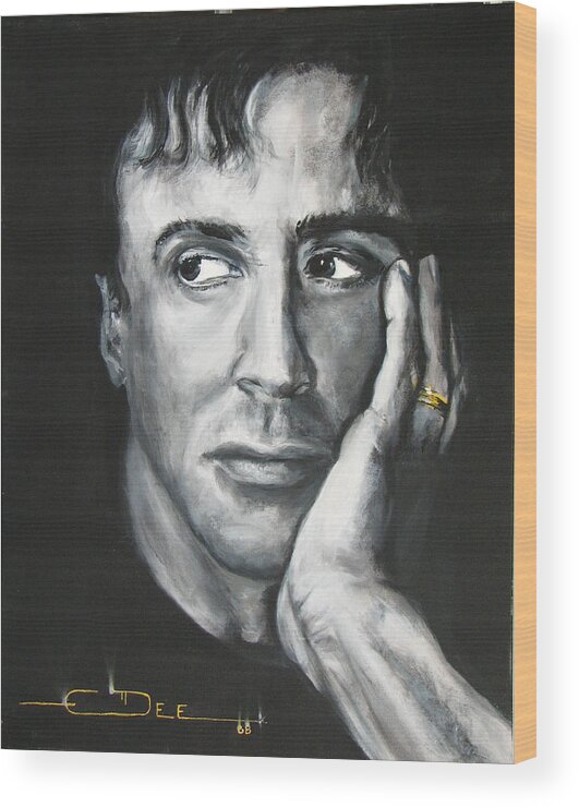 Copland Wood Print featuring the painting Sylvester Stallone by Eric Dee