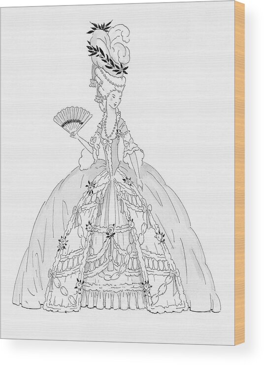 Fashion Wood Print featuring the digital art A Marie Antoinette Styled Woman #1 by Claire Avery