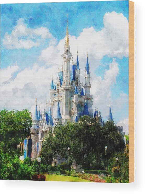 Castle Wood Print featuring the painting Cinderella Castle #1 by Sandy MacGowan