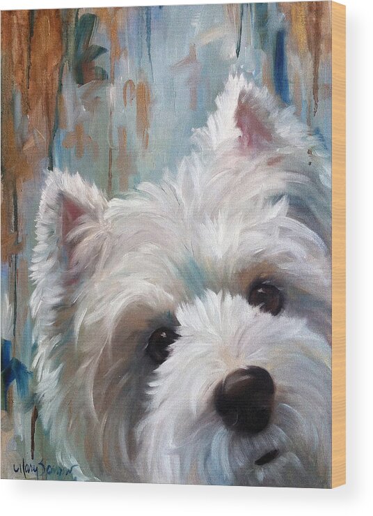 Westie Wood Print featuring the painting Drip #1 by Mary Sparrow