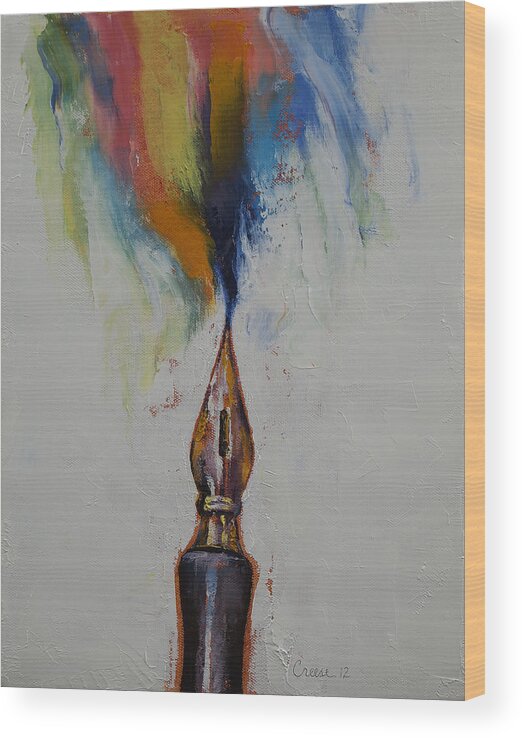 Fountain Pen Wood Print featuring the painting Ink by Michael Creese