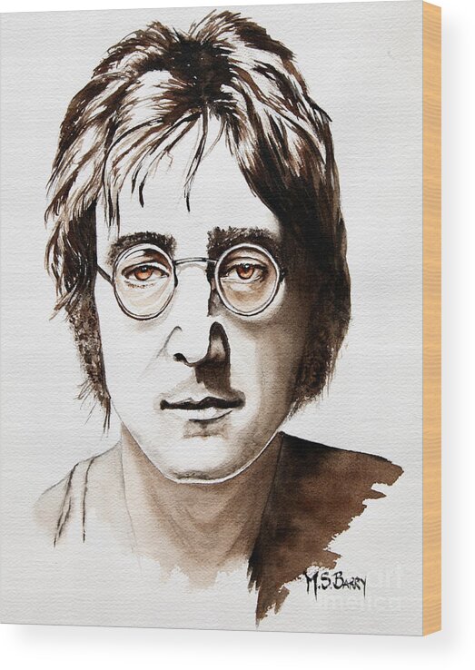 John Lennon Wood Print featuring the painting John Lennon #1 by Maria Barry