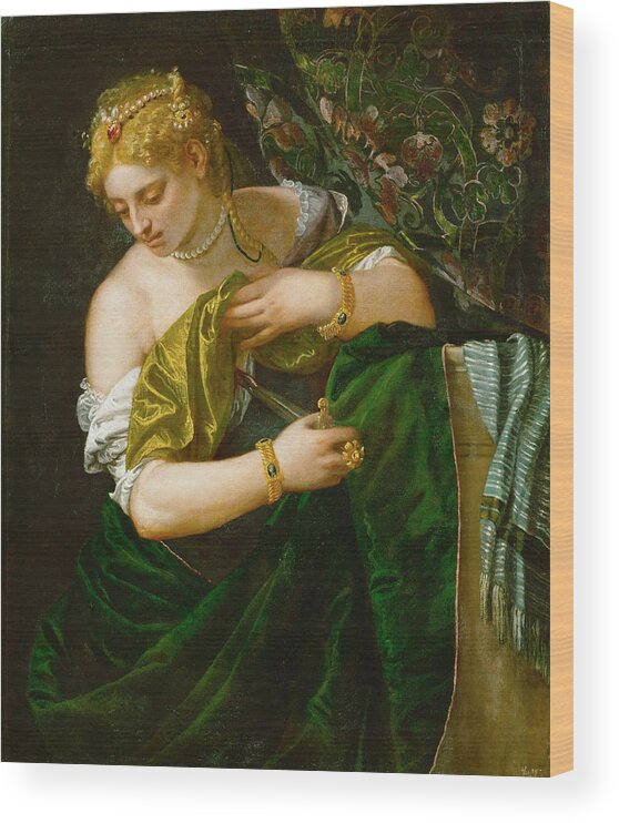 Paolo Veronese Wood Print featuring the painting Lucretia #3 by Paolo Veronese