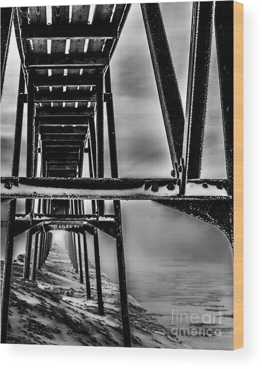Abstract Wood Print featuring the photograph North Pier Perspective #1 by Jim Rossol