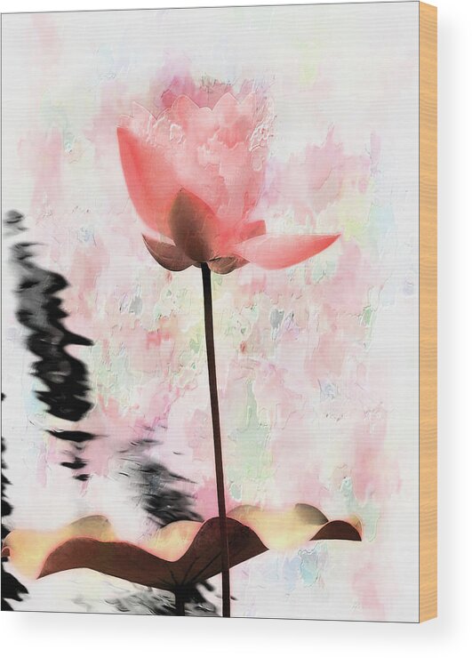 Flowers Wood Print featuring the digital art Pink Lotus #1 by Carol Kinkead