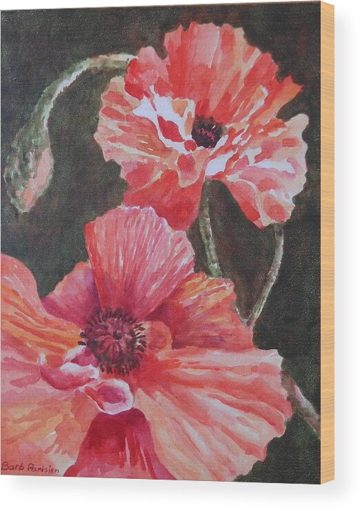 Poppies Wood Print featuring the painting Poppies #1 by Barbara Parisien