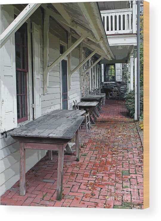 Historic Wood Print featuring the photograph Secluded Portico by Geoff Crego