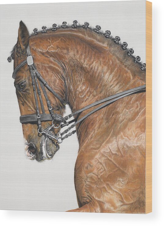Equine Wood Print featuring the painting The Red Horse by Terry Kirkland Cook