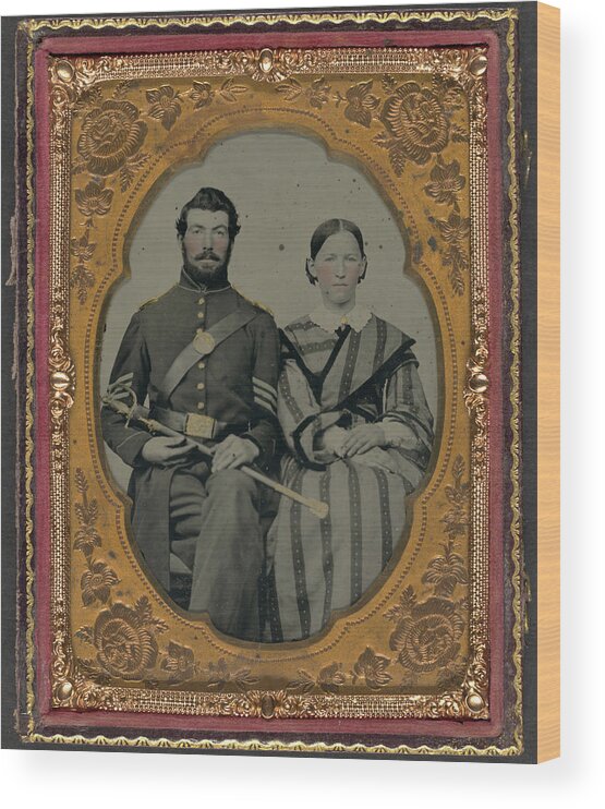 1863 Wood Print featuring the painting Civil War Couple, C1863 #15 by Granger