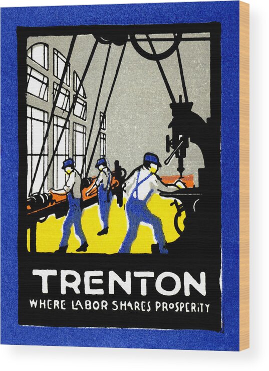 Historic Image Wood Print featuring the painting 1915 Vintage Trenton New Jersey Poster by Historic Image