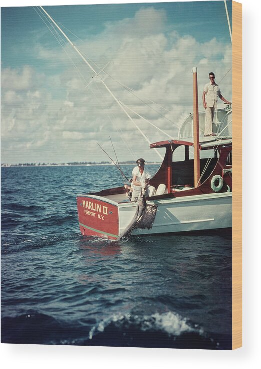 1950s Deep Sea Fishing Boat Man Pulling Wood Print by Vintage Images - Fine  Art America