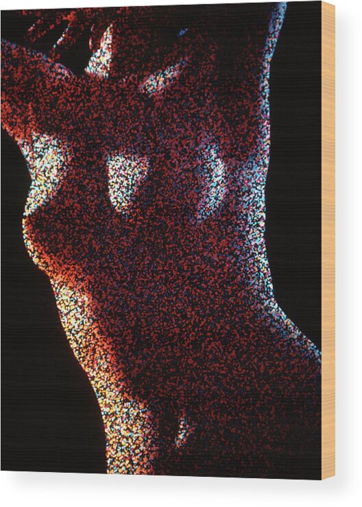 Vertical Wood Print featuring the painting 1970s Special Effect Anonymous Nude by Vintage Images