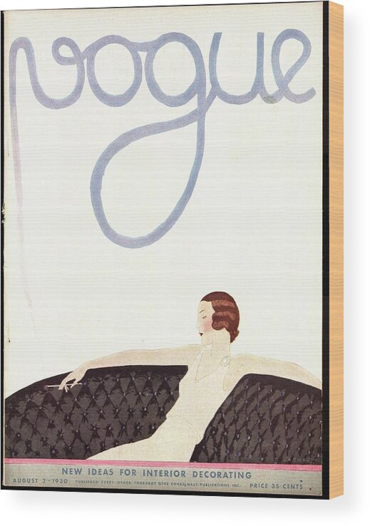 Illustration Wood Print featuring the photograph A Vintage Vogue Magazine Cover Of A Woman #2 by Andre E. Marty